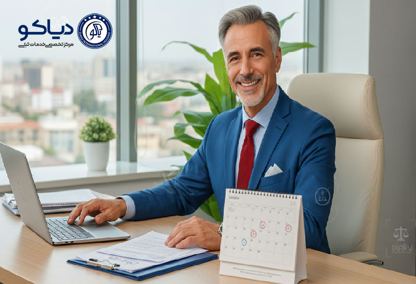 مشاوره تخصصی و زمان‌بندی دقیق مراحل ثبت شرکت در کرج توسط تیم حرفه‌ای دیاکو در محیطی مدرن.